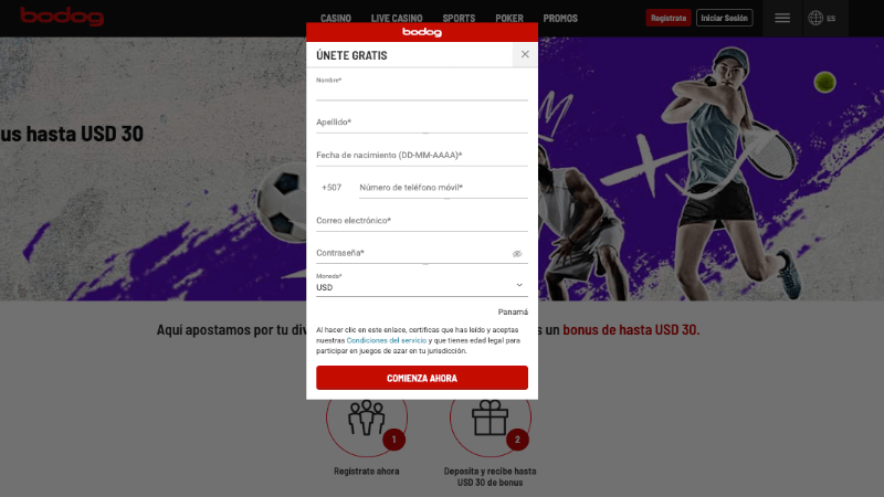 Bodog registro