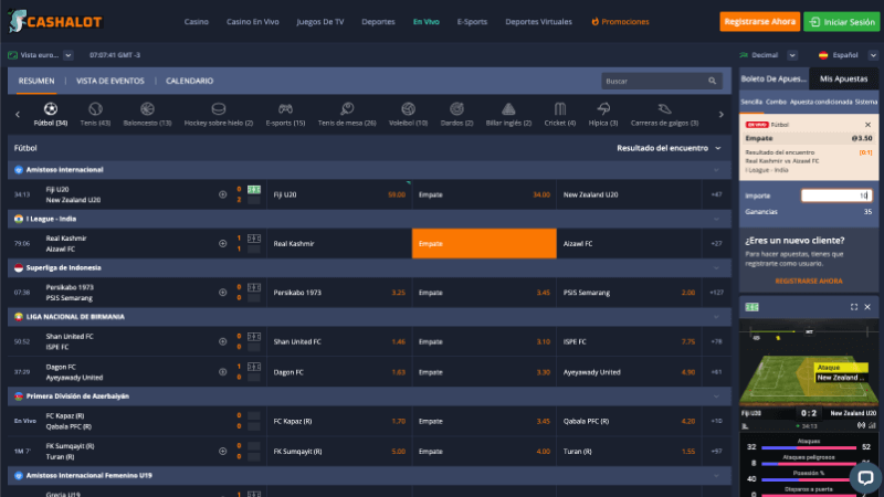 cashalot apuestas en vivo