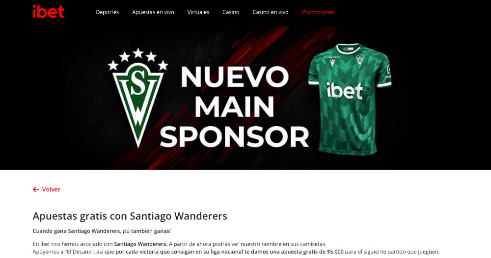 iBet promoción: Apuesta gratis con Santiago Wanderers