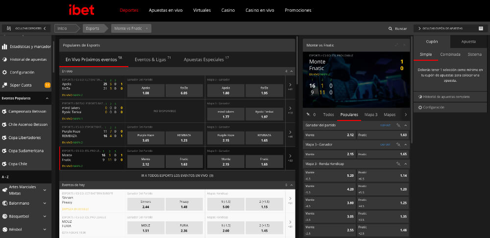 Esports disponibles en iBet