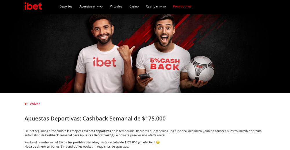 iBet promoción: Cashback semanal